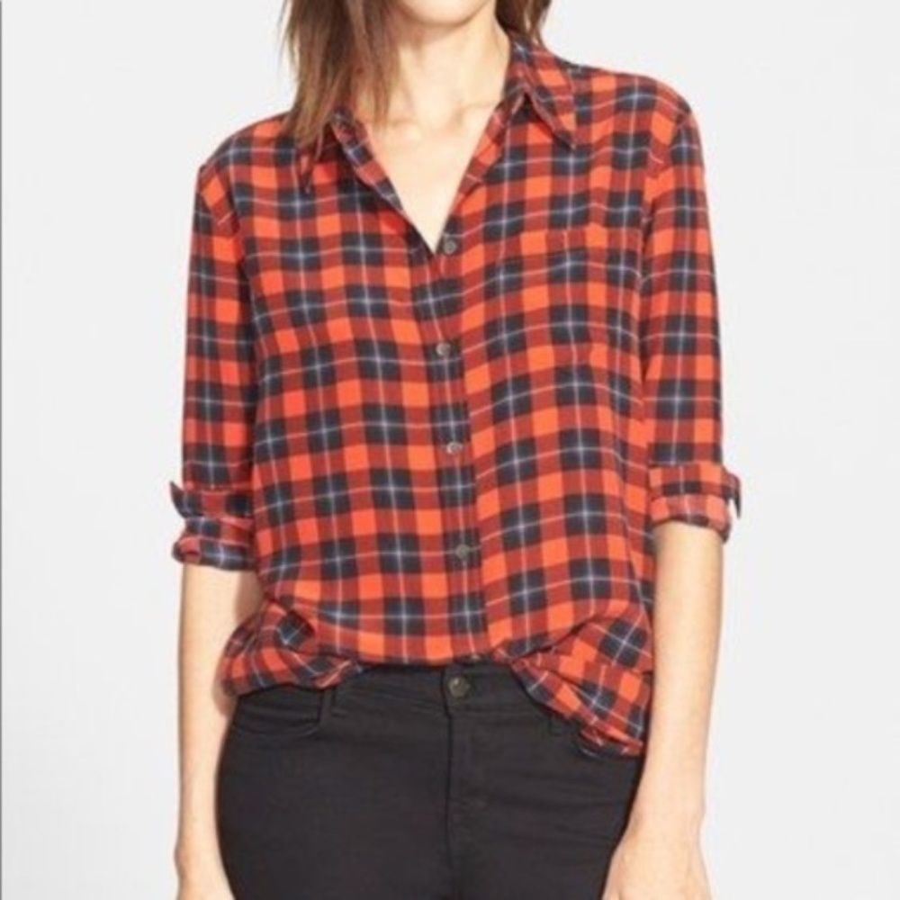 Equipment Femme Reese Plaid Silk Shirt
